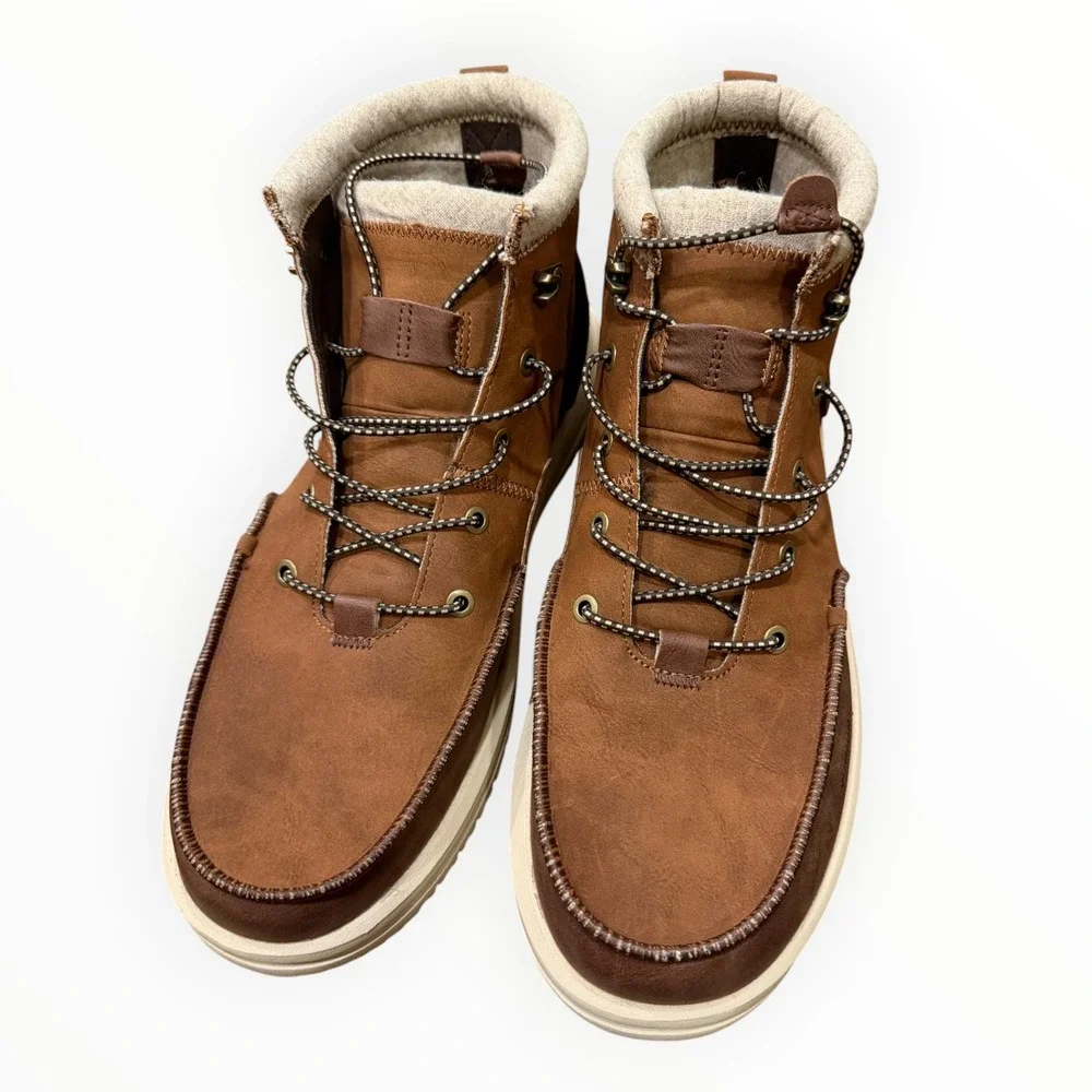 Heydude Bradley Classic Tumbled Boots Men Size 14 Brown New Lightweight Moc Toe